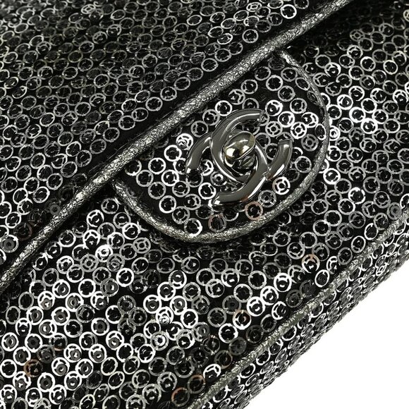 Chanel Silver Sequins Double Chain Shoulder Bag - Picture 4 of 12
